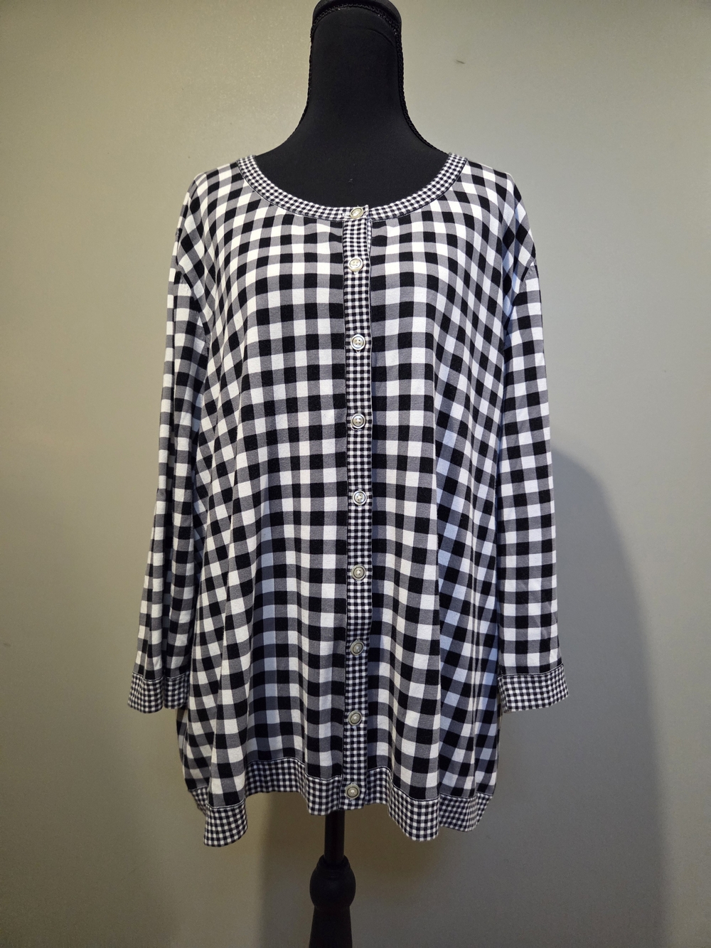 Talbots Black & White Gingham Button-Front Jacket